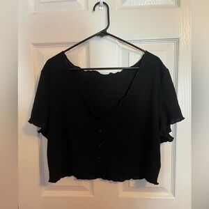 Plus Size Button Down Crop Top